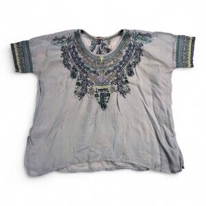 Johnny Was Embroidered Boho Peasant Blouse Top S